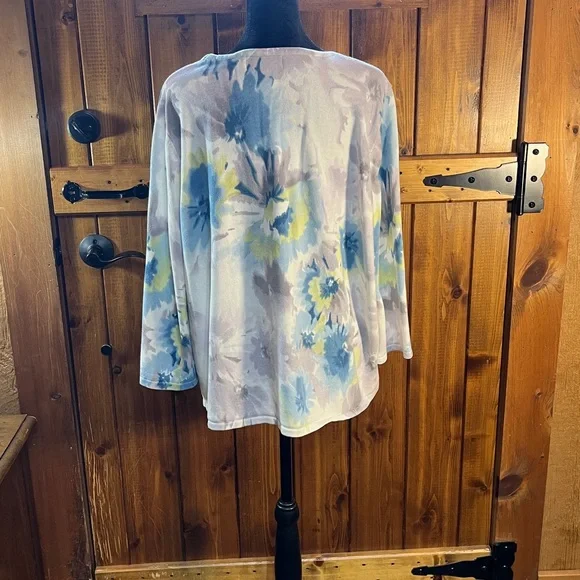 Alfred Dunner size XL floral knit top three-quarter sleeves - Picture 4 of 6